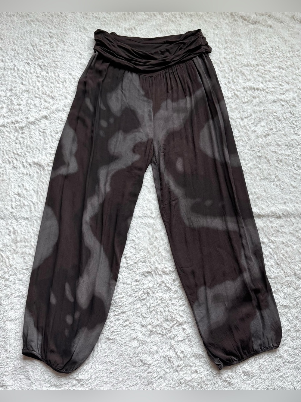 Luigi Harem Balloon Viscose Pants 6 Brown Slouchy Lagenlook Boho Beach Italy